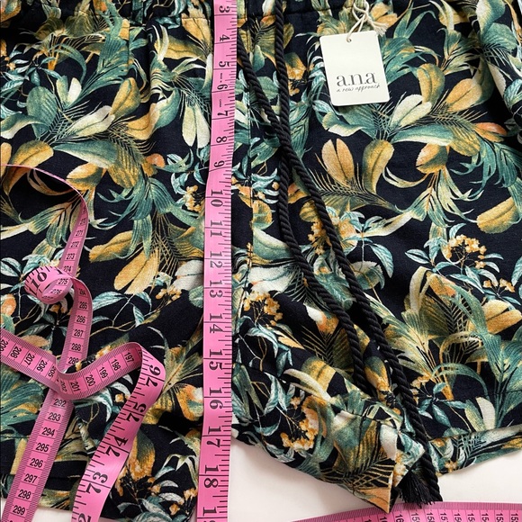 a.n.a Tropical Black Lenin Rayon Blend Elastic Waist Draw String Shorts Sz XXLT - Picture 9 of 11
